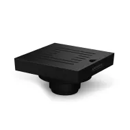 Square Aluminum Grate Floor Drain, Steel Ribbed Cover, Ahura Model, Black, 10 cm