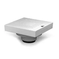 Square Aluminum Grate Floor Drain, Steel Ribbed Cover, Ahura Model, White, 10 cm